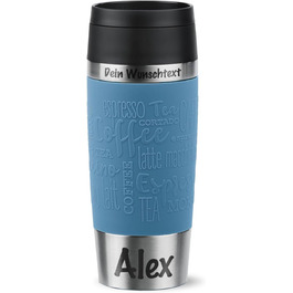 Термокружка Emsa з гравіюванням | Аквамарин | 360 мл | Термокружка для подорожей з індивідуальним дизайном | 360° клапан, зручний гвинтковий закриття | Можна мити в посудомийній машині | Зберігає тепло до 4 годин та холод до 8 годин | Кружка для кави на виніс