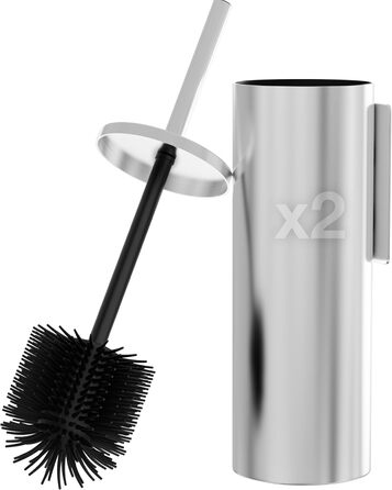 Набір щіток для унітазу Hovea (2 шт.) - чорний колір, силікон та метал. Кріплення на стіну без свердління. Тримач для щіток. Модель WC3620