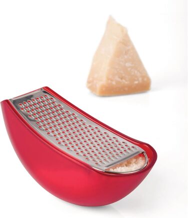 Тертка для сиру Alessi 'Parmenide' з контейнером, чорний термопластик та нержавіюча сталь, 15,3 x 7,5 x 6,7 см