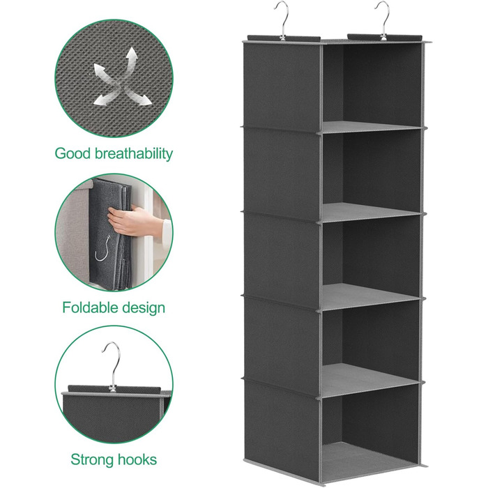 Настінна вішалка-органайзер з 5 відділеннями, складана, економна, для спальні, з 2 бічними кишенями
