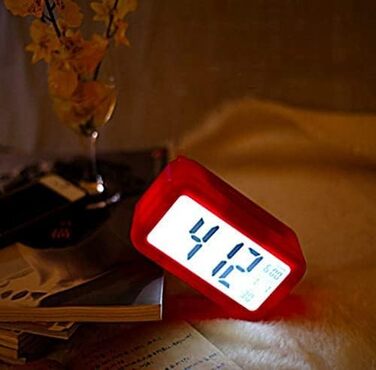 Цифровий будильник з LED-дисплеєм, температурою та великим LCD-екраном (чорний)
