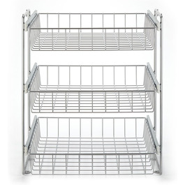Storage Shop Pull-Out Shelf Basket Combination System for 50cm Wide Cabinet, 3-Tier