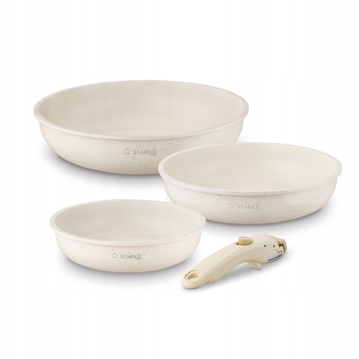 Набір сковорідок зі знімною ручкою Starke Pro Compacti Cream (20/24/28 см), 4 предмети