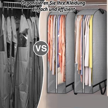 Чохли для одягу 2 шт. WwuHua, 110*60*25 см, сірі, з блискавкою, для костюмів, вечірніх суконь, пальто, жакеток