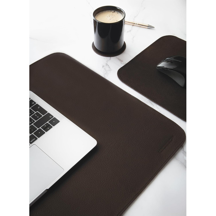Підкладка для столу з натуральної шкіри, 2 шт. в наборі: XXL підкладка та килимок для миші (Коричнева)