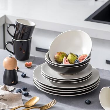 Набір посуду для 4 осіб LENTO Beige, 16 частин, кераміка, вінтажний стиль