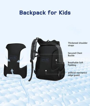 Дитячий рюкзак Cusangel для дівчаток та хлопчиків, ергономічний, регульований, водостійкий, з нагрудним ременем (футбольний, чорний)