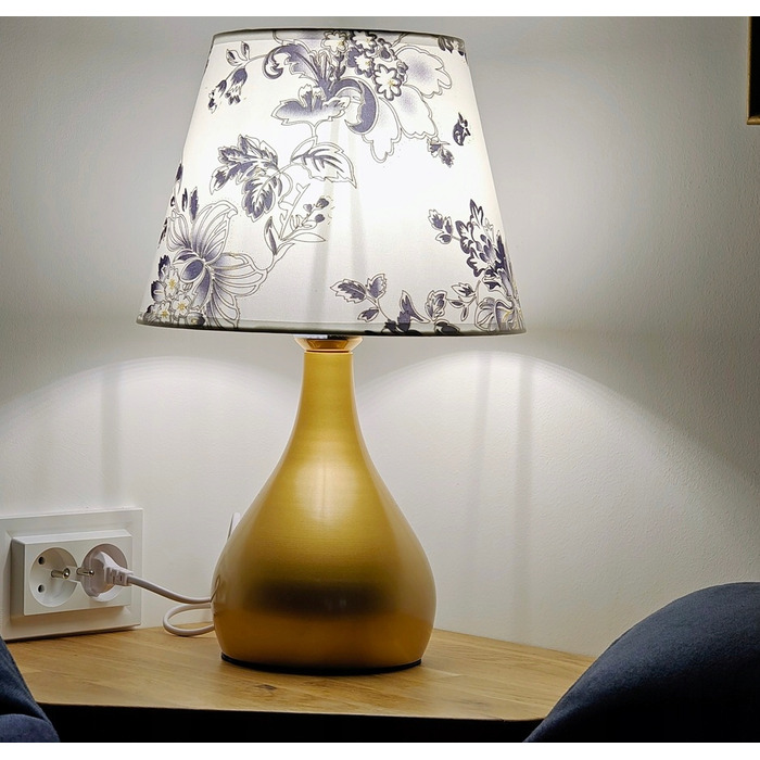 Сенсорна настільна нічна лампа з абажуром, LED, золотиста