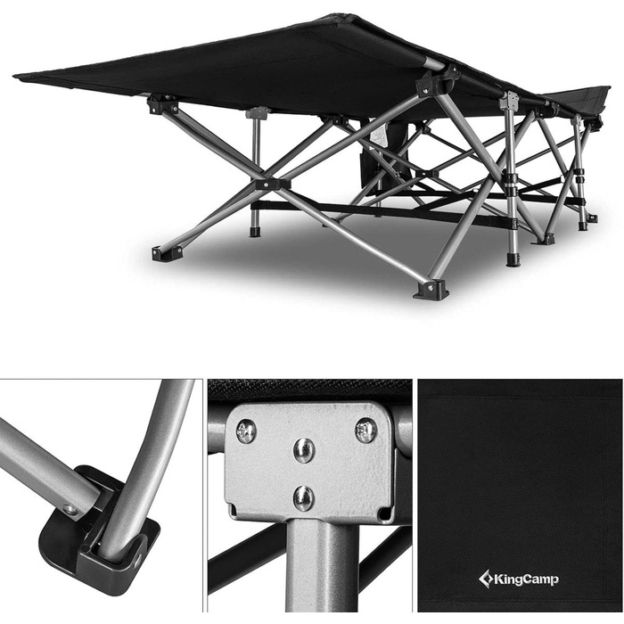 Розкладне ліжко для кемпінгу KingCamp XL, сталеве, 208x75 см, до 200 кг