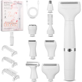 Набір для епіляції та стрижки 7-в-1 для жінок: тример для обличчя, бікіні, під пахвами, носа. USB, водонепроникний, портативний.