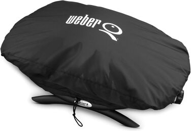 Чохол для гриля Weber Premium Q1000/2000 на підставці або візку, водонепроникний, захист від УФ та вологи, з липучками, чорний