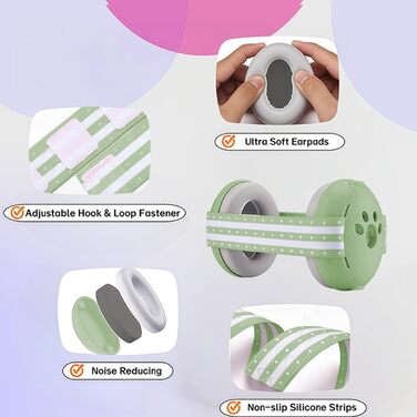 Навушники для захисту слуху дитини 0-36 місяців, 25 dB, для подорожей та сну (зелені)