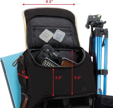 GOgroove Рюкзак для камери: DSLR рюкзак для подорожей, камера, аксесуари, ноутбук, штатив, вологостійкий, чорний