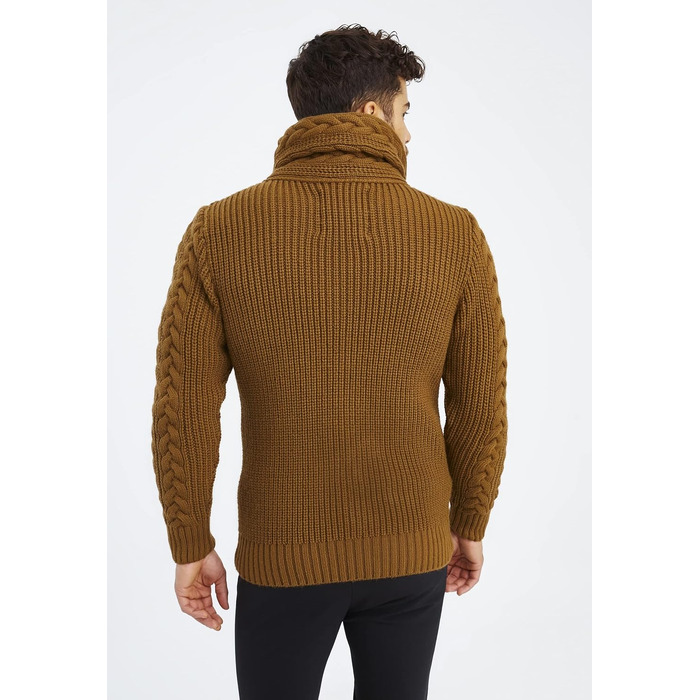 Чоловічий светр Leif Nelson з коміром-шарфом, Slim Fit, зимовий/літо, модель LN7080, колір Camel,Розмір: M