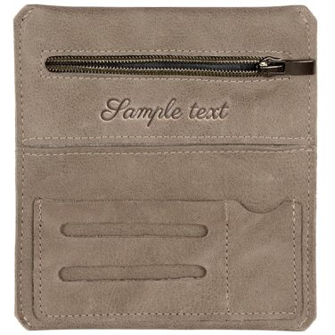 Simaru Personalized Tobacco Pouch with Engraving from Leather for 30g Tobacco Bag, Genuine Leather Roller Pouch incl. Filter Compartment and Pouch Holder (Dark Gray) (Light Gray Engraving)