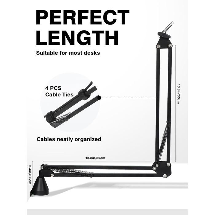 Кріплення для мікрофона FIFINE AM8 - Шарнірний стійкий кронштейн для мікрофона, сумісний з FIFINE Recording XLR/USB мікрофонами, AM8, YOUSHARES, для настільного встановлення