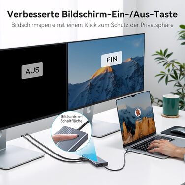 Док-станція USB-C для ноутбука: 2 монітори 4K HDMI, DP, Ethernet, 4 USB, 100W PD, SD/TF, Audio/Mic (15 в 1)