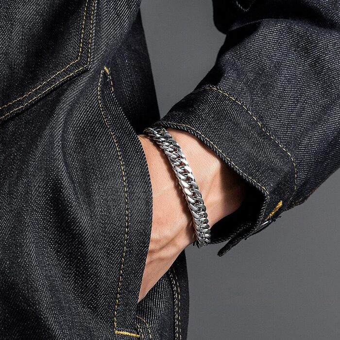 Браслет чоловічий Flintronic з нержавіючої сталі, ланцюгова броня, 10 мм, 21 см, срібляний