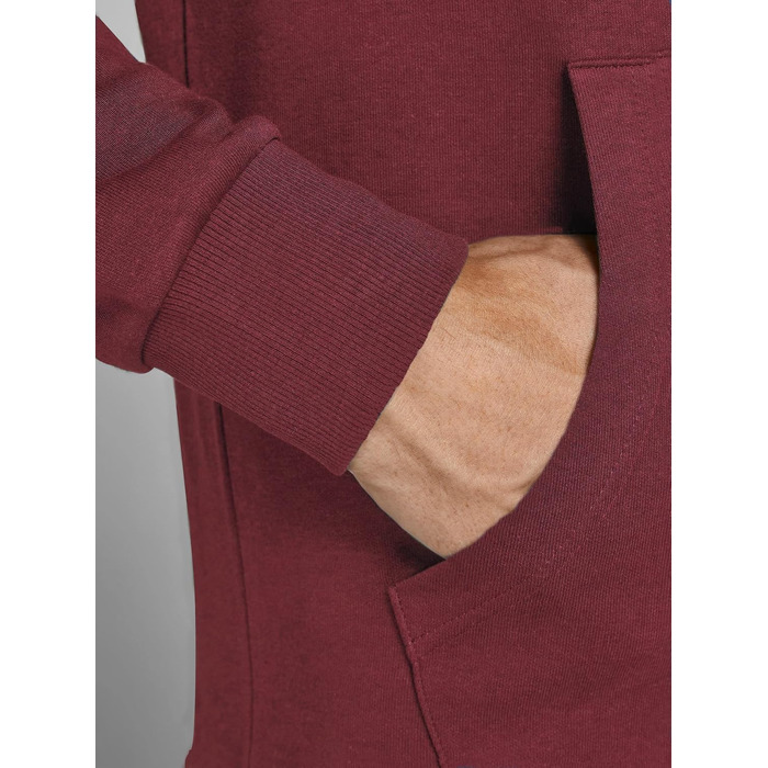 Чоловічий худі з капюшоном JACK & JONES Jjebasic ogo Sweat Hood Noos, червоний (Port Royale), розмір 3XL