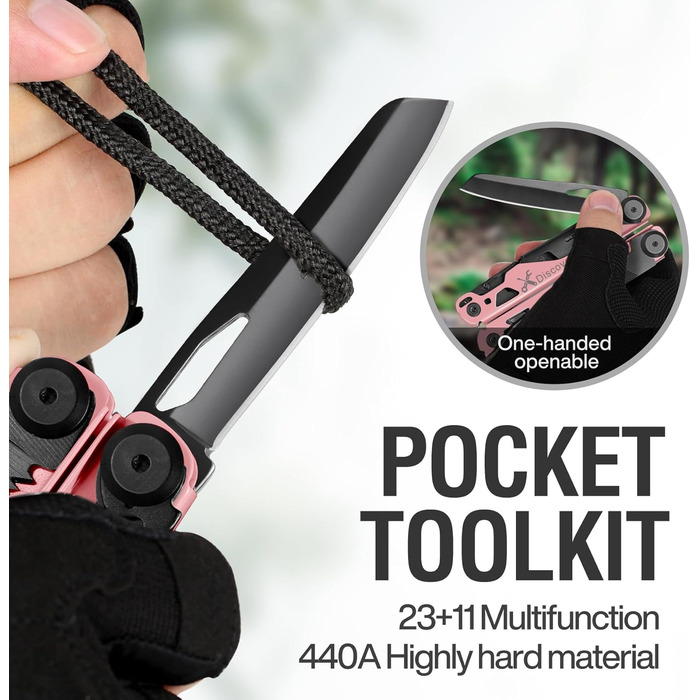 MIAOKE Multitool 23 in 1 with Premium Gift Box, Screwdrivers, Saw, Screwdrivers, Bottle Opener, Pliers, Camping Knife, Cool Gadgets for Men, Best Gift for Boyfriend, Son, Dad, Him, Husband (Coral Pink)