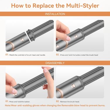 OKWRAP Hairstyler 5 в 1: Набір для укладки волосся з феном, іонізацією, автоматичною завивкою, плойкою та випрямлячем. (Сірий)