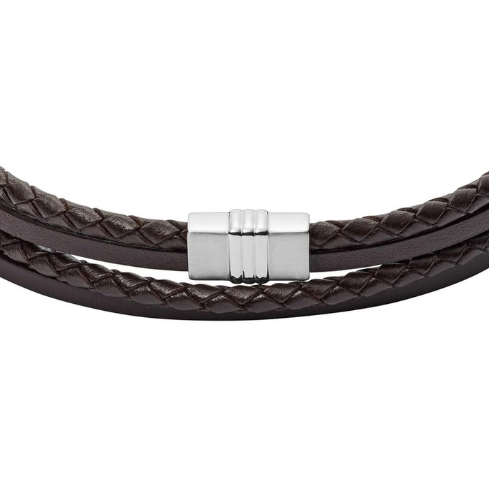 Браслет чоловічий Fossil Casual з шкіри або нержавіючої сталі з магнітною, застібкою-метеликом або пряжкою, коричневий