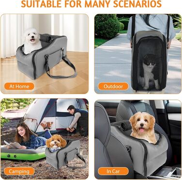 Автокрісло для собак та котів, автосидіння для маленьких собак, з захисними гаками та регульованими ременями