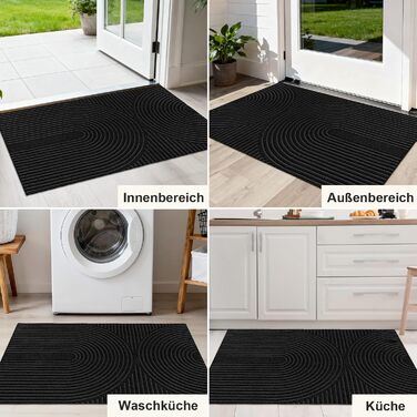 Килимок вхідний FEOMOS 60x90 см, протиковзний вологопоглинаючий килим для дому, передпокою та кухні, чорний