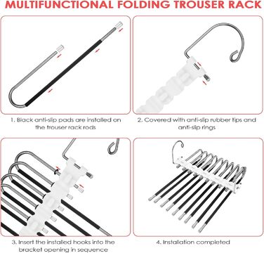 Фальшбагети для штанів 2 шт. з нержавіючої сталі, складні, з антиковзким покриттям. Підходять для штанів, одягу, рушників, шарфів, джинсів