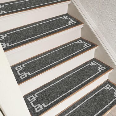 Килимочки на сходи BEQHAUSE, 4 шт., самоклеючі, для дітей, літніх людей та домашніх тварин, 100% поліестер, TPE-підкладка, 22x70 см, темно-сірий