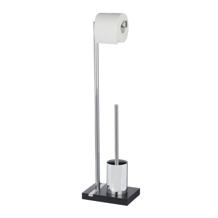 Набір для туалету WENKO Noble Elegante: тримач для щітки та туалетного паперу, полірезин, чорний, 20 x 74 x 15 см, хром/чорний