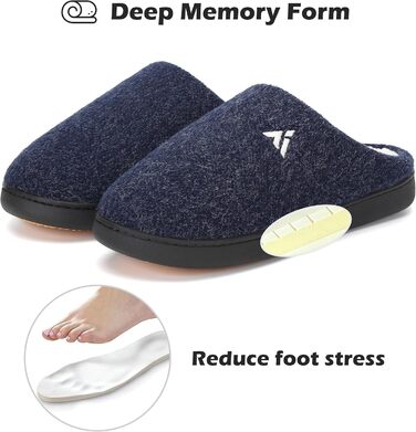 Тапочки домогосподарки Mishansha Herren для жінок, зимові, з піною пам'яті, антиковзаючі, розмір 36-49, темно-синій