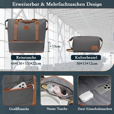 Набір валіз Joyway 5шт з ABS пластику, розширюваний, з TSA-замком, 4 колеса, сірий. Включає: валіза, сумка, кульок