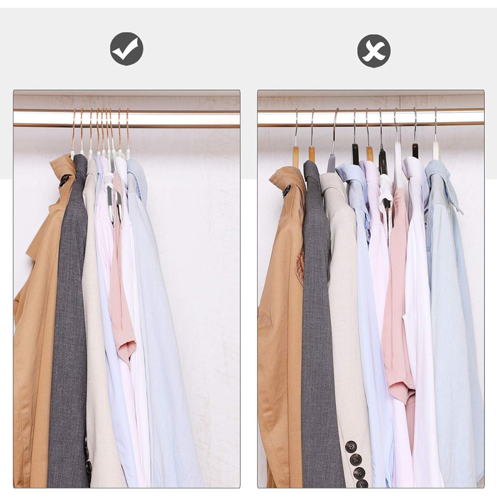 Набір вішалок SONGMICS 50 шт., пластик, антиковзаючі, компактні, товщина 0,5 см, 42 см, поворотний гачок 360°, срібло, білий + темно-сірий