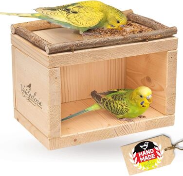 Vogelgaleria® Sweet Birdhouse, Wooden Sleep House for Bird Cages or Aviaries | Loved as a Sleeping Place and Shelter for Budgies, Cockatiels, and Lovebirds | Bird Cage Accessories Birdhouse