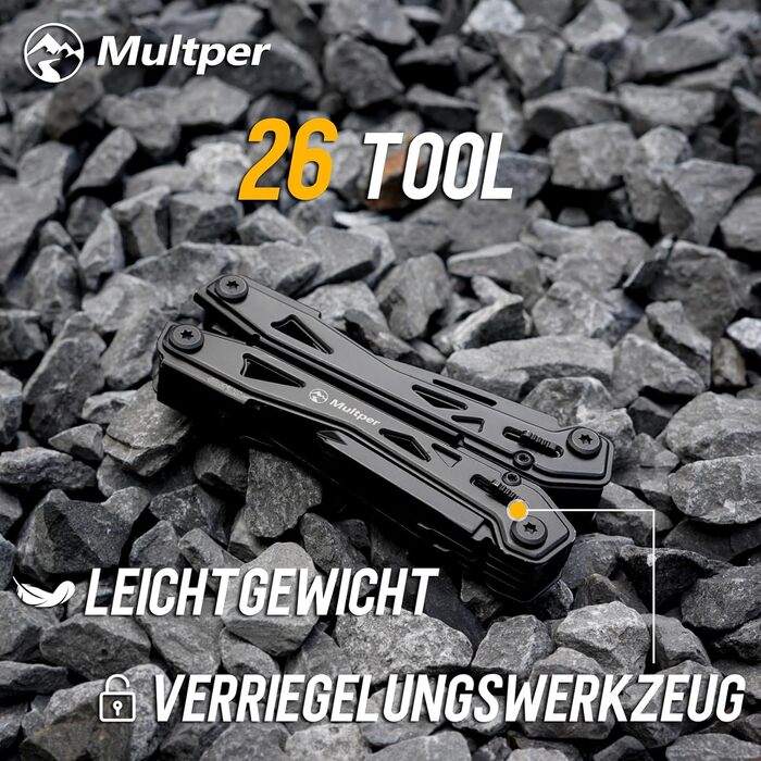 Мультитул 26-в-1 для чоловіків: інструмент EDC з ніжцем, плоскогубцями, кусачками, набором біт для викрутки та іншим. Ідеально для виживання, кемпінгу та повсякденного використання. Виготовлений з нержавіючої сталі, з сумкою для перенесення.