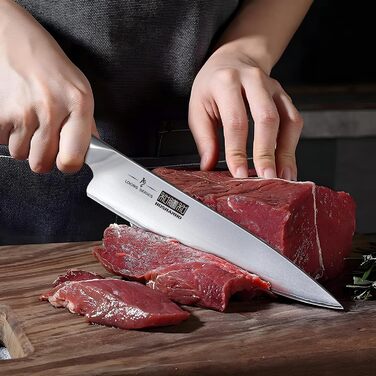 8-Piece Stainless Steel Knife Set with Wooden Block - Professional Chef's Kitchen Knife Set