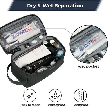 Чоловіча дорожня косметичка ECOHUB Kuturbeute, водонепроникна, з відділенням для мокрого/сухого, армійного кольору (L)