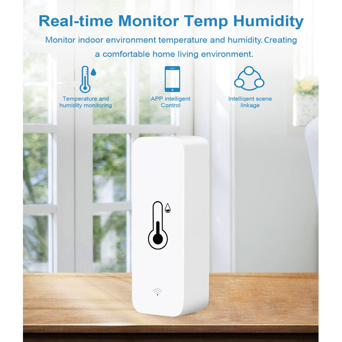 WLAN Smart Thermometer Hygrometer, Digital Mini Indoor Temperature and Humidity Sensor, Room Temperature Humidity Sensor App Remote Control for Greenhouse Basement, Compatible with Alexa/Google Home. 4Pack