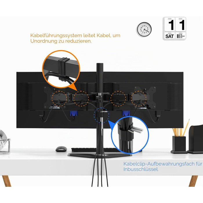 Кронштейн для двох моніторів BONTEC 13-27 дюймів, VESA 75/100, навантаження до 10 кг на один підвіс