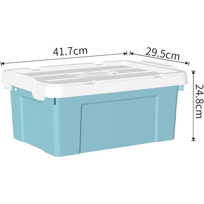 Cetomo 65 l x 6 Plastic Storage Box, Tote Bag, Organizer Container with Robust Lid and Secure Locking Buckles, Stackable, 6 Pieces, Blue with Buckle (20L*6)