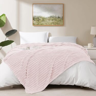 М'яка ковдра WAVVE з флісу 150x200 см (220x240 см), рожева - для дивану, софи, декору інтер'єру