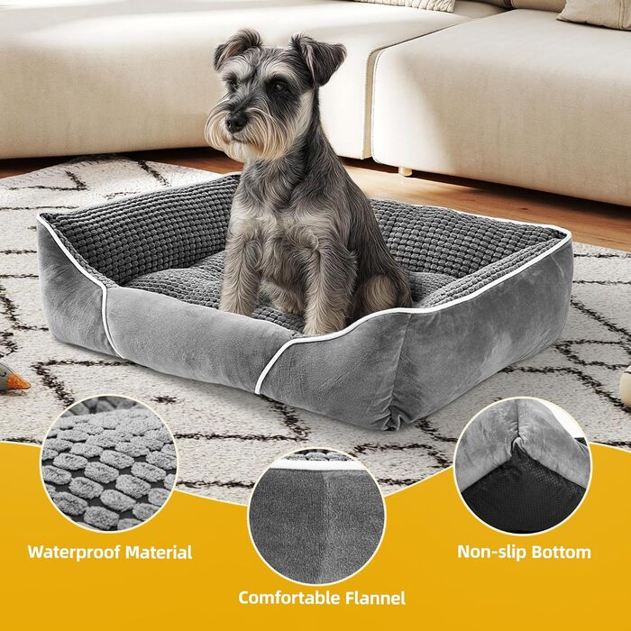 Крізь для собак середніх порід YITAHOME, 51x48 см, ортопедичний, знімний чохол, антиковзаюча підставка, сірий