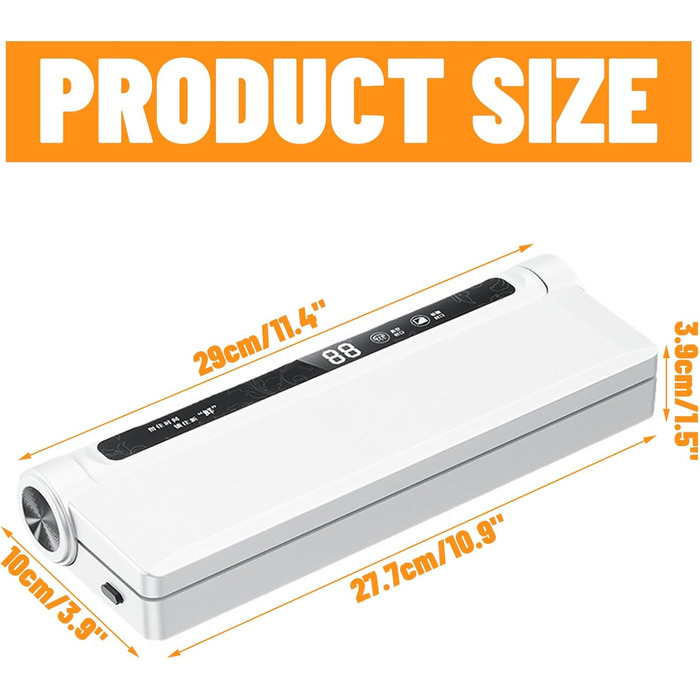 Вакуумний пакувальник з 20 пакетами, запаювач фольги, цифровий таймер, для зберігання сухих, вологих та свіжих продуктів