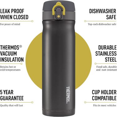 Stainless Steel Insulated Travel Mug - 470ml - Charcoal Color