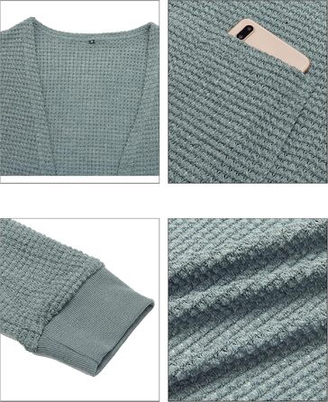 Кардиган жіночий літній в'язаний з кишенями STYLEWORD, колір сіро-зелений, довгий рукав