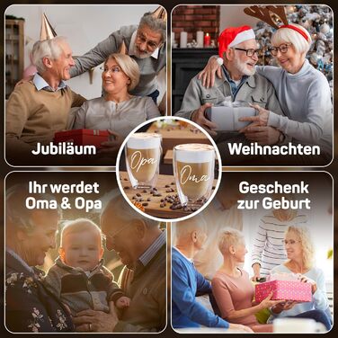 Набір склянок для лате макіато з подвійними стінками [4 шт.] | Склянки з серцем | 350 мл | Для кави, чаю, капучино | Подарунковий набір для бабусі та дідуся