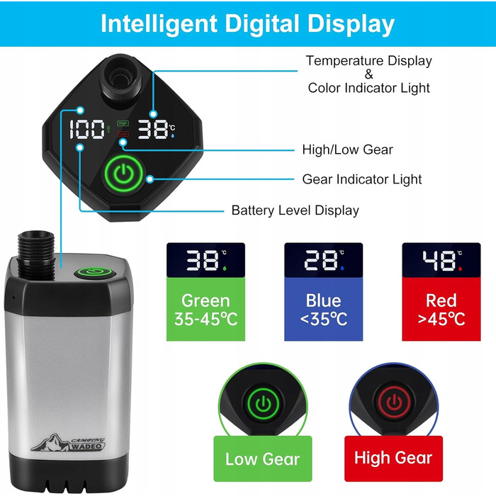 Покращений портативний душ WADEO, кемпінговий душ зі складаним дизайном