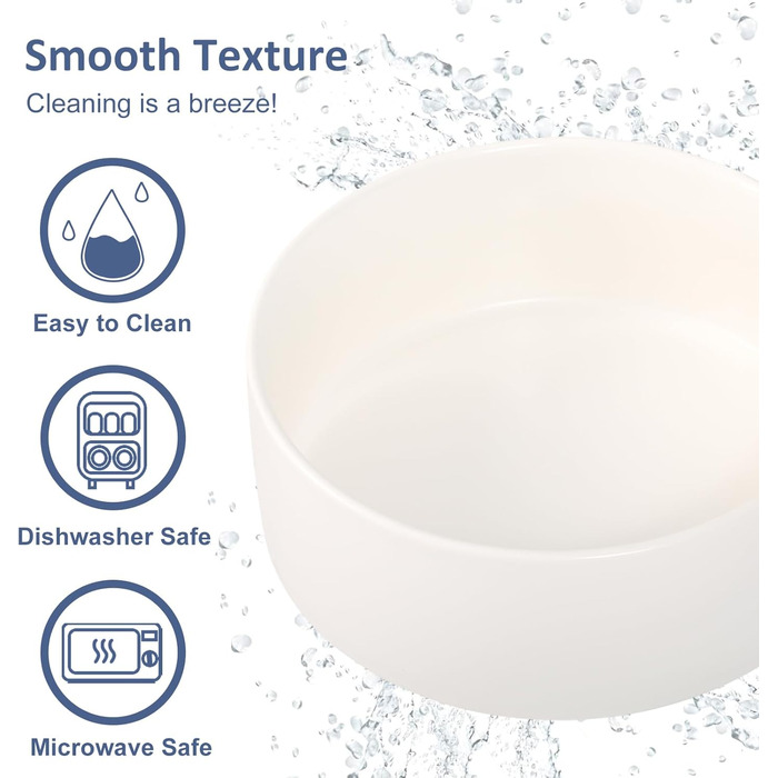 Керамічна миска для собак середніх та великих порід - важка, глибока миска для корму або води - 1800 мл - біла. Миски для собак великих порід