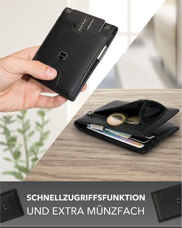 Kronenschein® Slim Wallet with Coin Pocket & RFID Protection | Wallet for Men & Women Small | Cardholder with Money Clip | Mini Wallet | Card Case | Card Wallet | Credit Card Holder